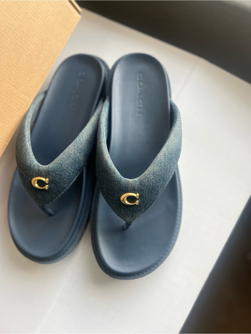 Coach Brynn Denim Thong Slip-On Sandals Women’s Size 10 NWT - Picture 4 of 6
